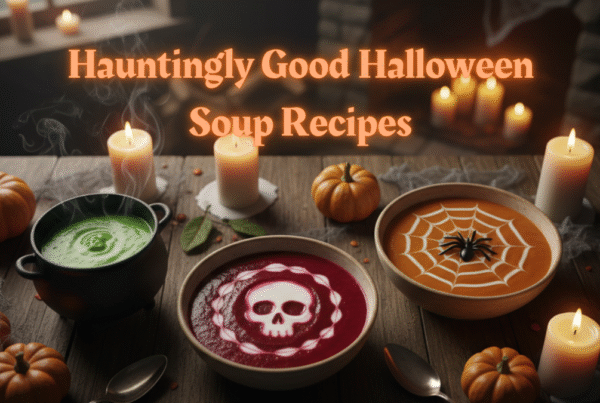 Halloween soup recipes with Dracula’s Blood, Spiderweb Tomato, and Witches’ Brew soups
